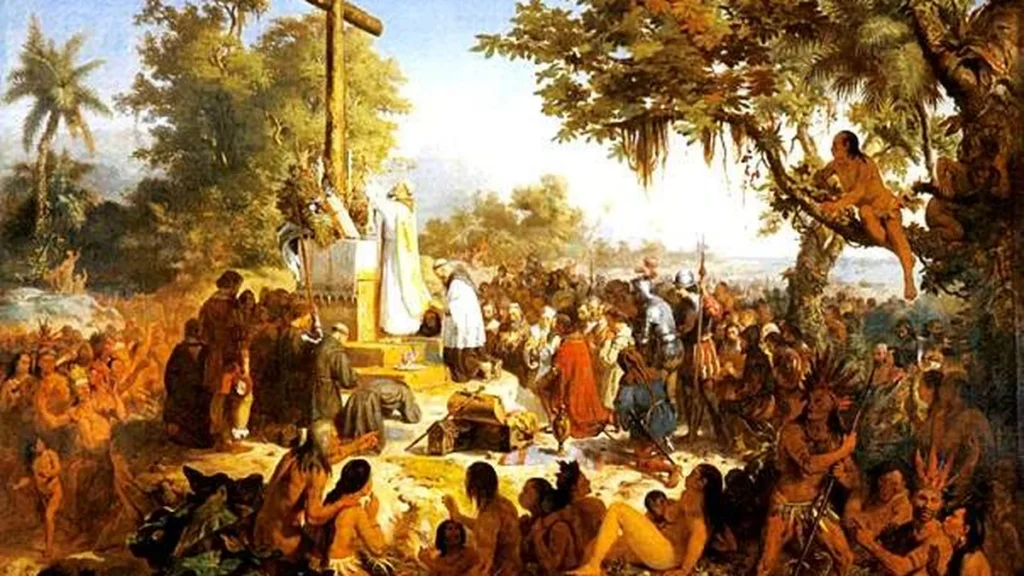 Imagem primeira missa 1 do artigo História da Igreja na América Latina: Os Ciclos Evangelizadores