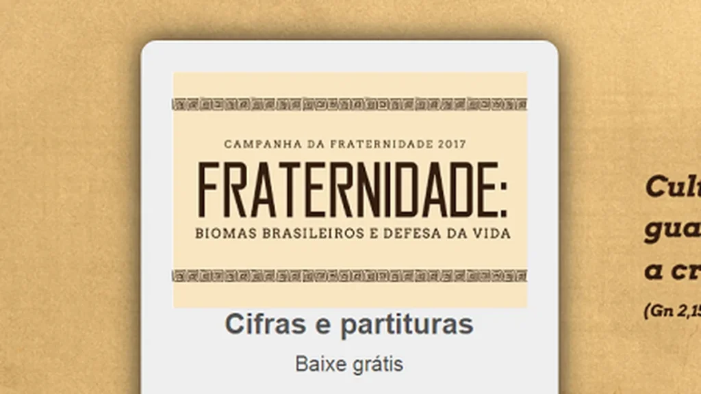 Imagem cf2017 partituras do artigo Edições CNBB disponibiliza cifras e partituras para a CF 2017