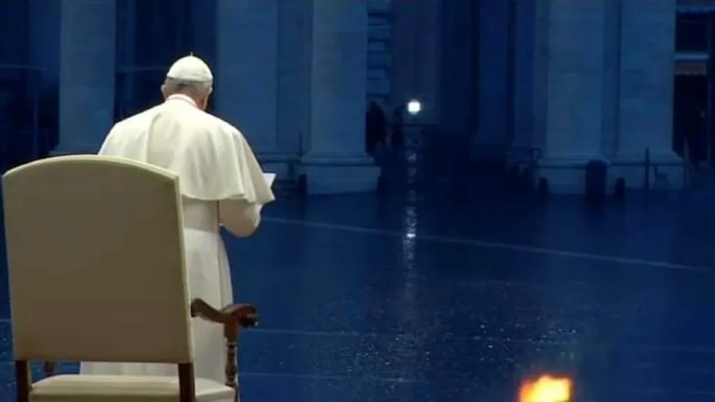 Imagem Print Papa Vatican News do artigo Papa conduz oração com toda Igreja pelo fim da pandemia