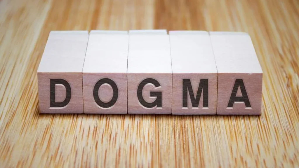 Palavra "Dogma" formada em um jogo