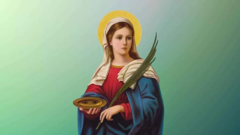Imagem Fundo verde com Santa Luzia do artigo Santa Luzia: de virgem prometida em casamento a mártir protetora dos olhos