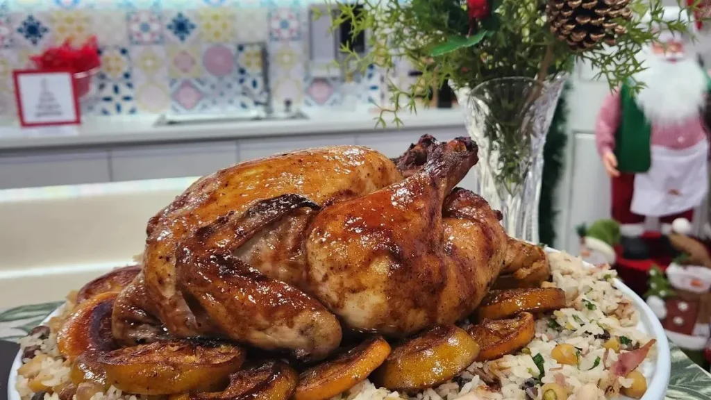 Imagem Frango Assado com Laranja e Arroz Natalino Y Santa Receita do artigo Frango Assado com Laranja e Arroz Natalino – Santa Receita