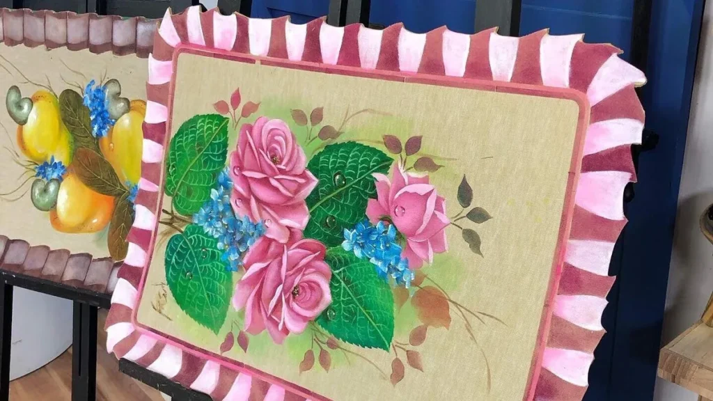 Imagem tapete colonial rosas do artigo Tapete Colonial Rosas (Pintura em Tecido)