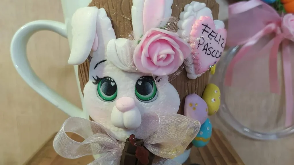 Imagem caneca decorada de pascoa. do artigo Caneca decorada para a Páscoa em Biscuit – Faça Você Mesmo