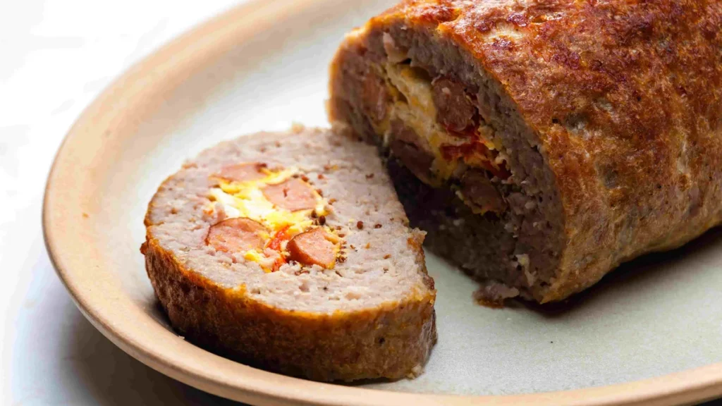 Rocambole vai com carne moída ao redor do recheio