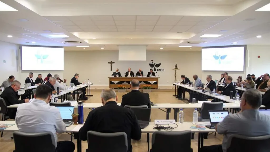 Imagem Conselho Permanente da CNBB reunido na sede da CNBB em Brasilia do artigo CNBB aprova nomes dos assessores das Comissões Episcopais e do Secretariado Geral