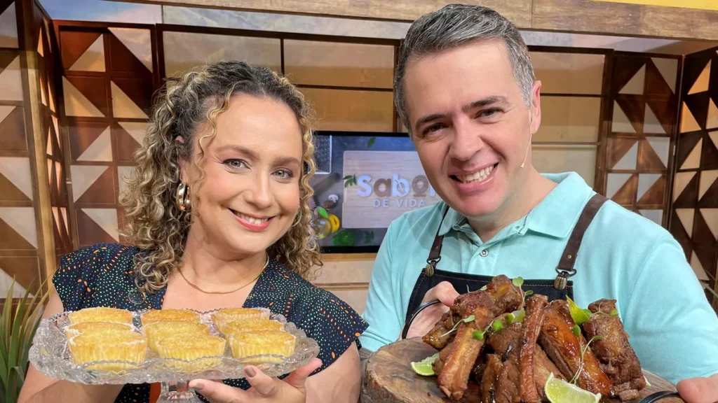 Imagem Bianca laua e chef leonardo roncon do artigo Delícias da culinária mineira são destaques do “Sabor de Vida”
