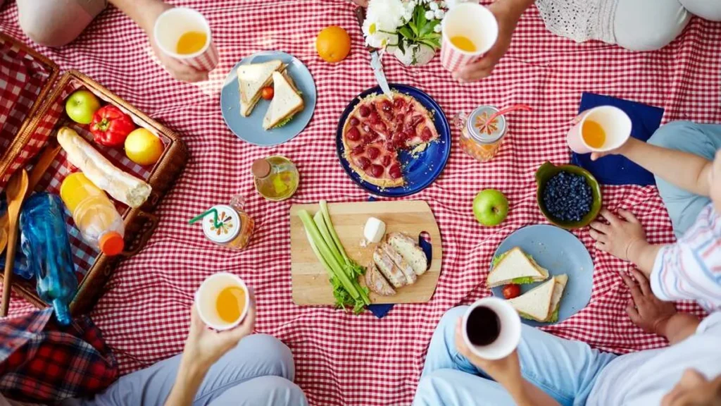 Amigos curtindo um picnic