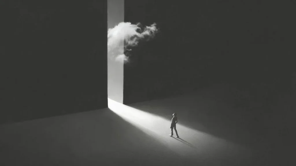 Imagem Homem caminhando em direcao a luz um fio de esperanca e fe do artigo O sofrimento humano em tempos de secularização