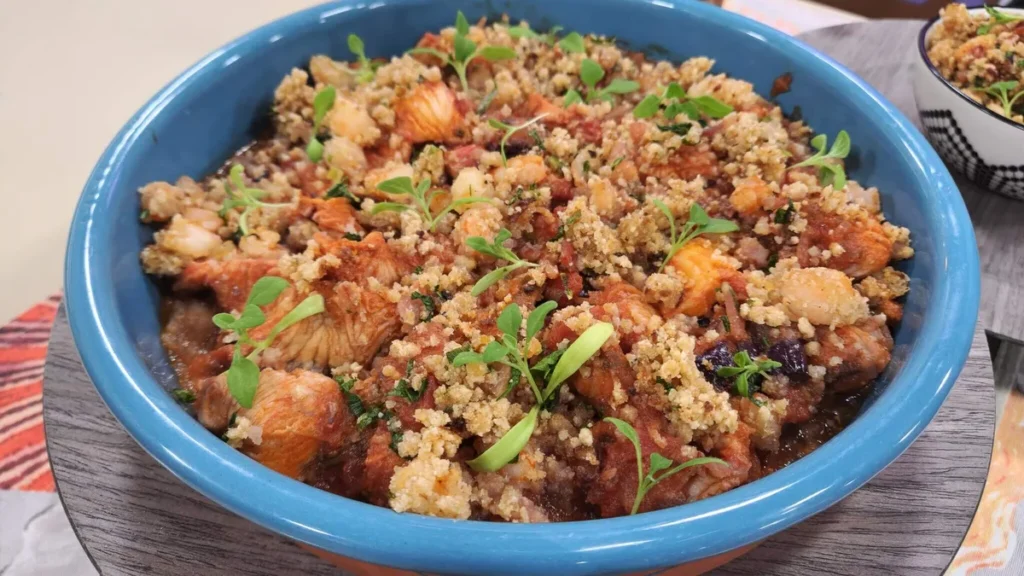 Imagem peixe ao molho do artigo Peixe ao molho Mediterrâneo com Farofa de Camarão - Santa Receita