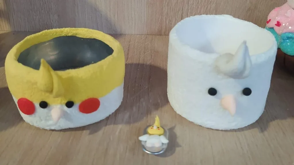 Imagem ima calopsita do artigo Potinho e Imã Calopsita em Biscuit - Faça Você Mesmo
