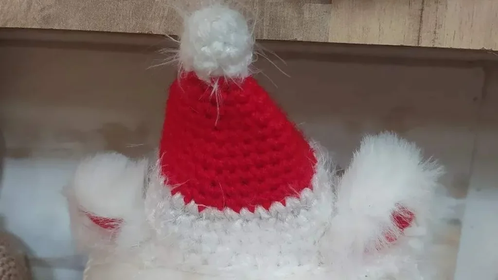 Imagem gorro natal do artigo Tiara natalina e gorro de natal para pet de crochê - Faça Você Mesmo