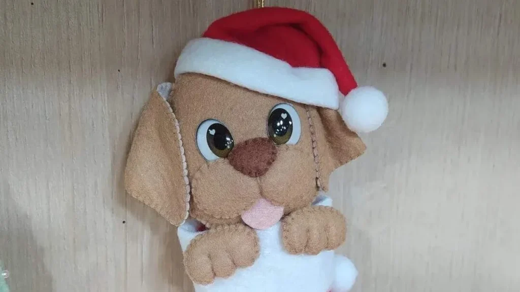 Imagem pingente natalino do artigo Pingente Natalino de Cachorrinho em feltro - Faça Você Mesmo