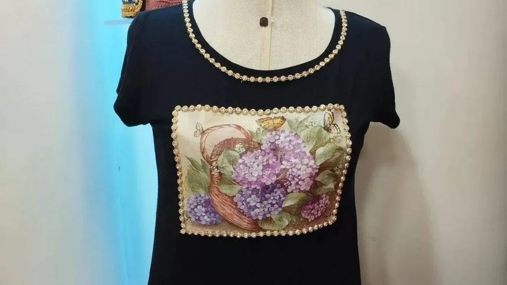 Imagem camiseta do artigo Camiseta customizada com decoupage - Faça Você Mesmo