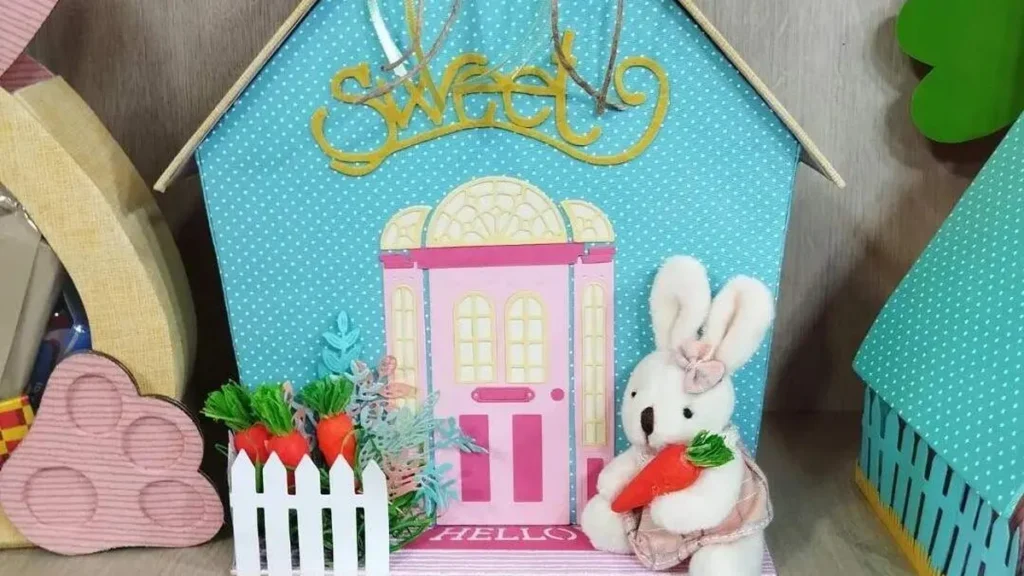 Imagem casa pascoa do artigo Enfeite de porta de Páscoa em cartonagem - Faça Você Mesmo
