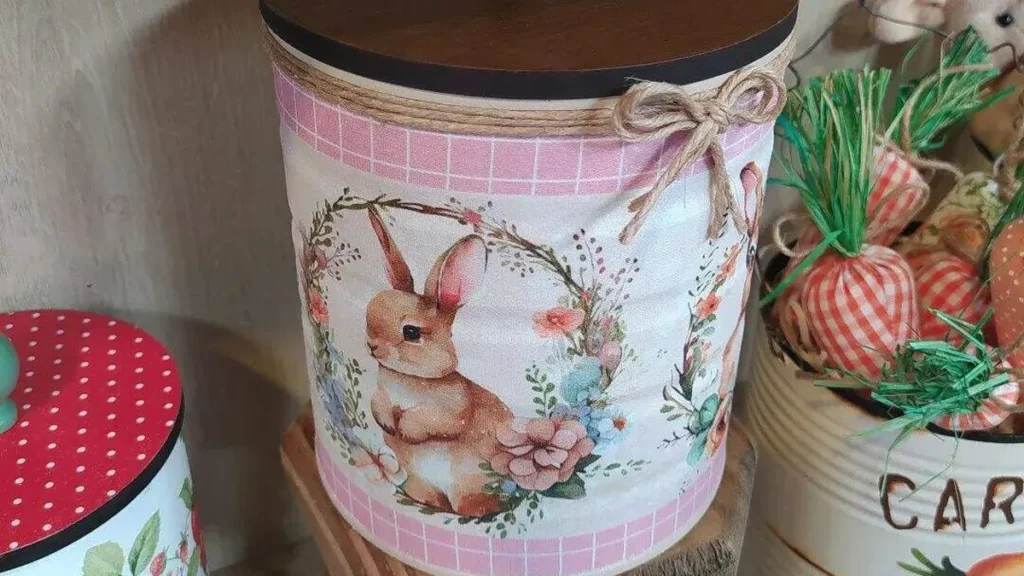 Imagem lata de pascoa do artigo Lata Decorada de Páscoa (reciclagem em lata de leite) - Faça Você Mesmo