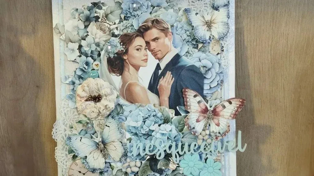 Imagem scrapbook do artigo Cartão roses em Scrapbook com sobreposições - Faça Você Mesmo