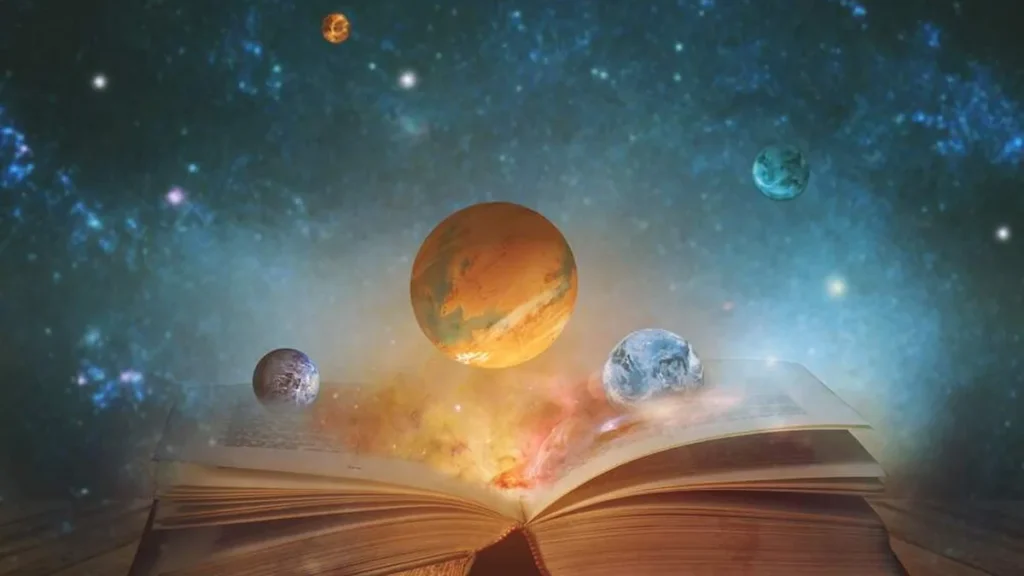 Imagem livro aberto com o universo do artigo Dogmas da Igreja: Tudo o que existe foi criado por Deus a partir do Nada