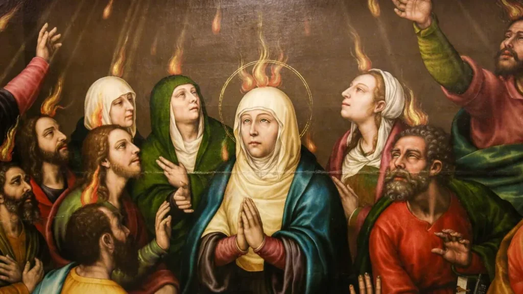 Imagem maria e apostolos durante pentecostes do artigo O que aconteceu entre a Ascensão e o Pentecostes?