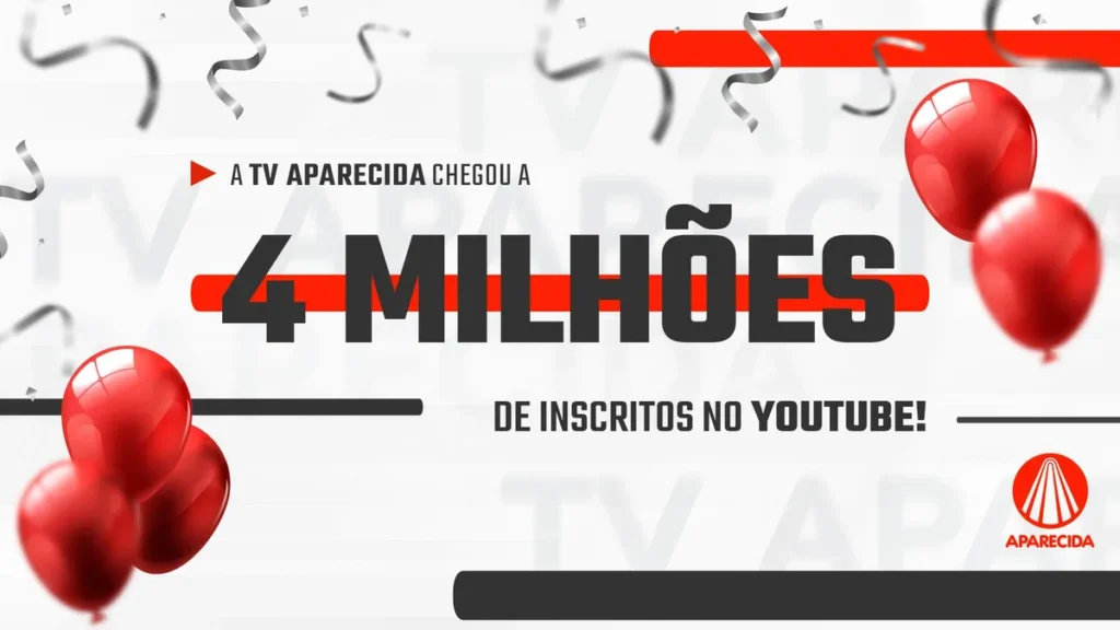 Imagem capa quatro milhoes de inscritos do youtube do artigo TV Aparecida alcança a marca de 4 milhões de inscritos no Youtube