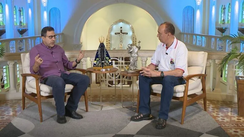 Imagem Padre Nelson e Irmao Viveiros durante programa Fortes na Fe do artigo Igrejas redentoristas são marcadas pelo acolhimento