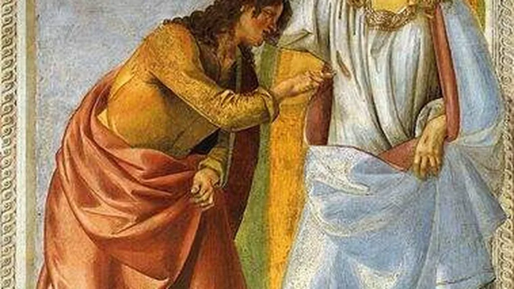 Jesus e São Tomé: Se eu não vir o sinal dos pregos em suas mãos, se não puser meu dedo na marca dos pregos e se não colocar minha mão em seu peito, não acreditarei” (Jo 20,24)