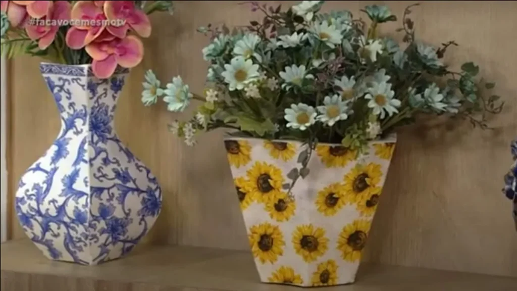 Imagem vaso decorativo DIY faca voce mesmo do artigo Vaso Decorativo de Gesso e Molde de Caixa de Leite (DIY) - Faça Você Mesmo