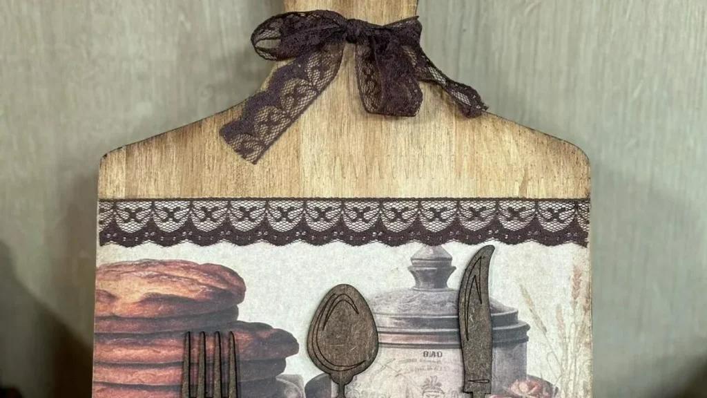 Imagem placa decorada para cozinha em decoupagem faca voce mesmo do artigo Placa decorativa para cozinha em decoupagem envelhecida
