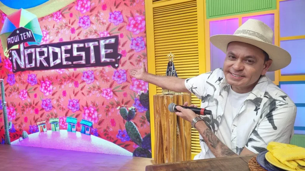 Imagem Frank Aguiar Juana Tannus TV Aparecida do artigo Frank Aguiar recebe Evoney Fernandes e Dantas do Forró na TV Aparecida