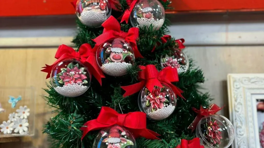 Imagem bola de natal com arte francesa faca voce mesmo do artigo Bola Natal com Arte Francesa - Faça Você Mesmo