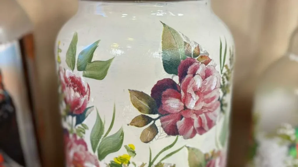 Imagem pote de vidro decorado com decoupagem faca voce mesmo do artigo Pote de vidro decorado com decoupagem - Faça Você Mesmo