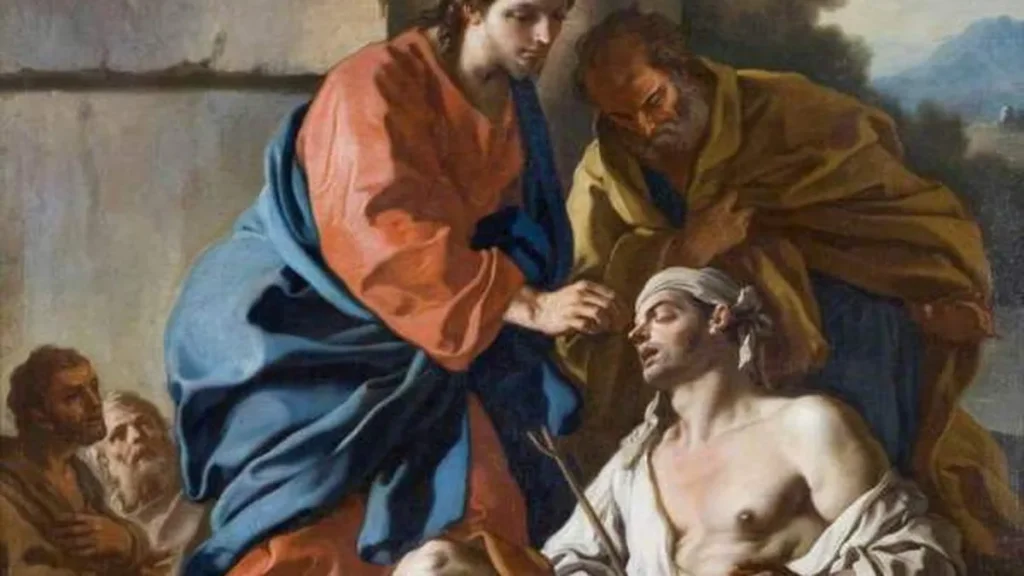 Jesus cura o cego Bartimeu assim que ele lhe pede: "Filho de Davi, tem piedade de mim!” (Mc 10, 48)