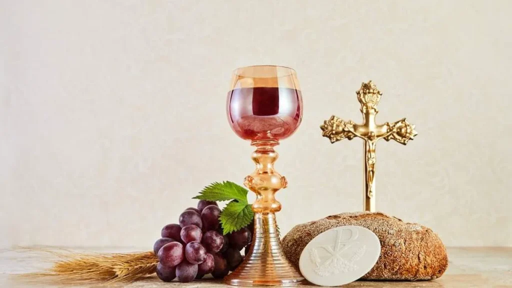 Imagem pao e vinho do artigo Dogmas da Igreja: Cristo está presente no Sacramento do Altar pela Transubstanciação