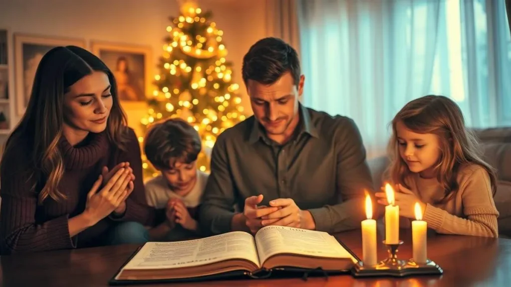 Imagem Familia rezando no advento 3 do artigo Com a família em oração, viva a terceira semana do Advento!
