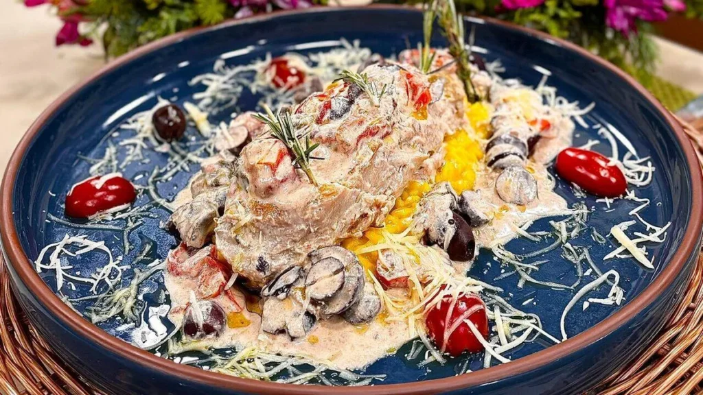 Imagem filet frango toscana risoto acafrao do artigo Filet de Frango à Toscana com Risoto de Açafrão – Santa Receita