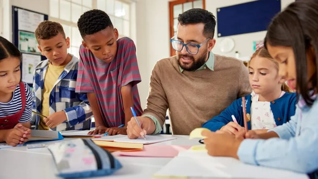 Imagem alunos com o professor do artigo Início das aulas: comece com uma bênção para este ciclo
