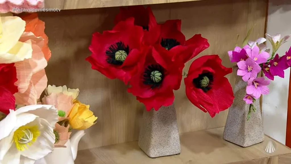 Imagem Flor Papoula Crepom Italiano do artigo Flor Papoula em Crepom Italiano - Faça Você Mesmo