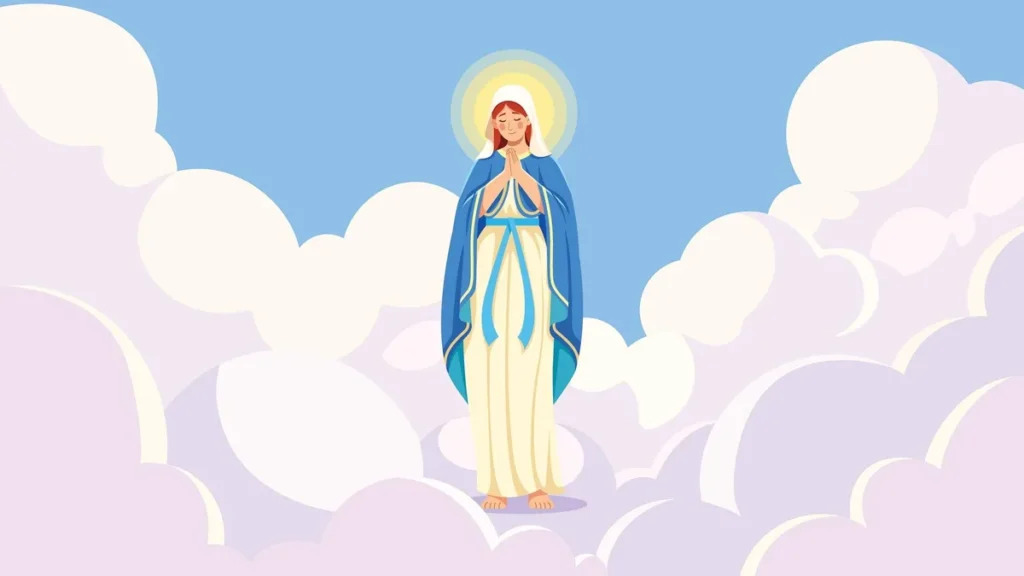 Imagem Imagem de Nossa Senhora no ceu em desenho do artigo A história de Maria, Mãe de Deus, tem algo a ensinar pra você, jovem!