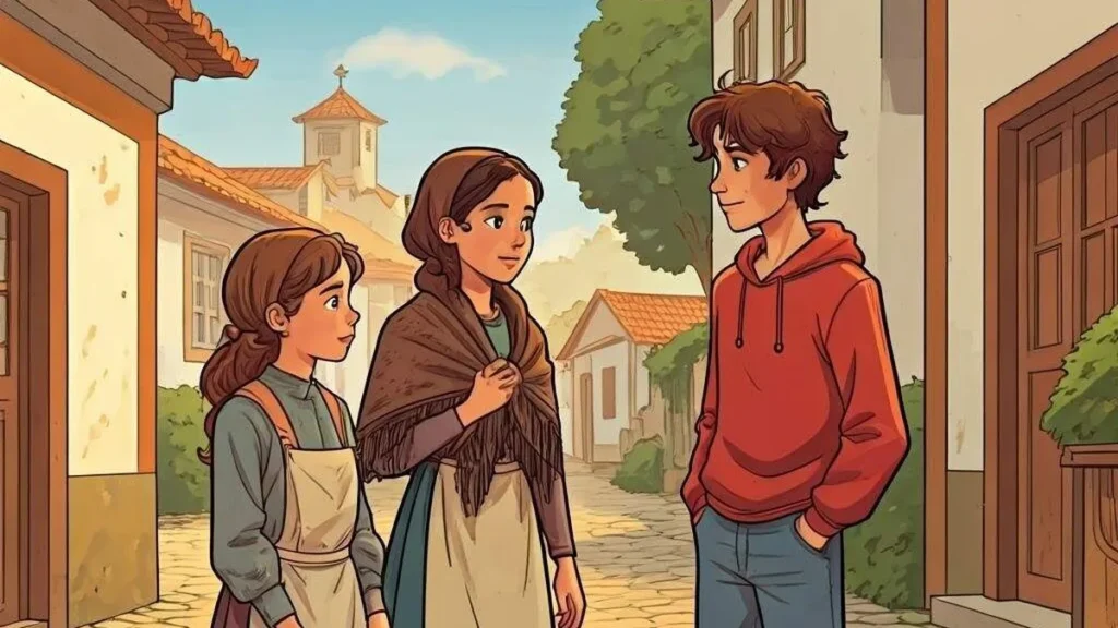 Imagem Carlo Acutis Jacinta e Lucia conversando do artigo Como teria sido a conversa de Carlo Acutis com Francisco, Jacinta e Lúcia?