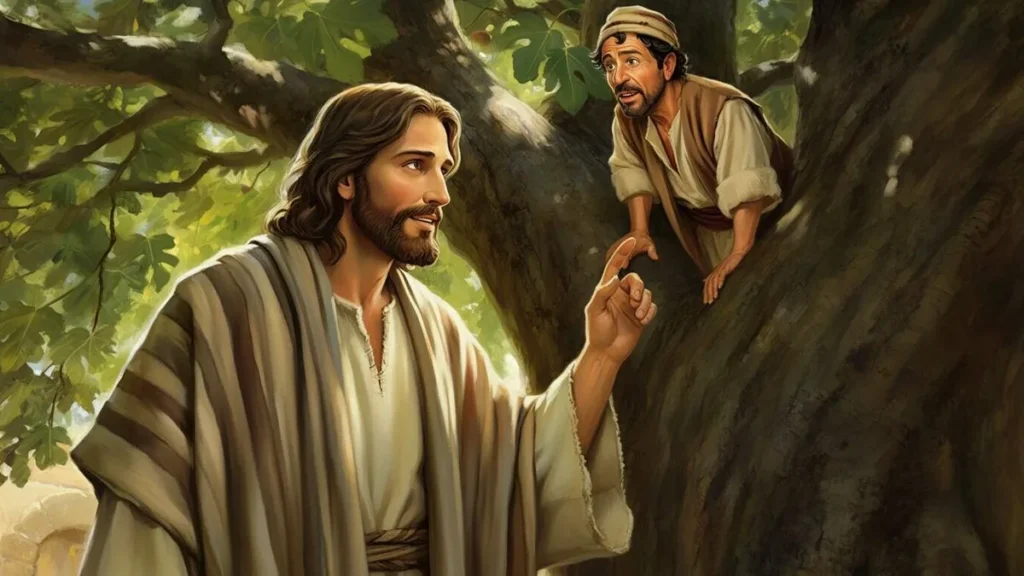 Imagem jesus e zaqueu na arvore se encontram e conversam do artigo Jesus desce ao inferno dos tempos de hoje, diz o Papa