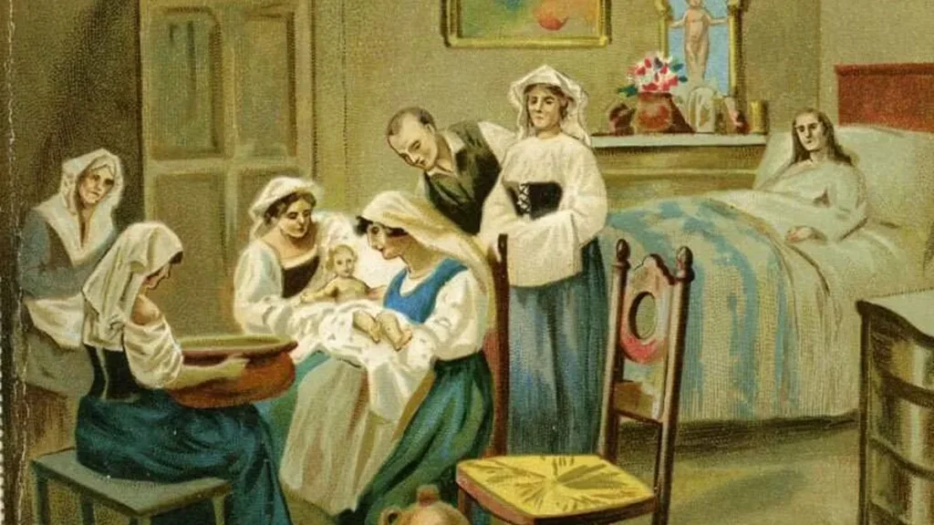 Benedita dando a luz a seu filho, São Geraldo Majella