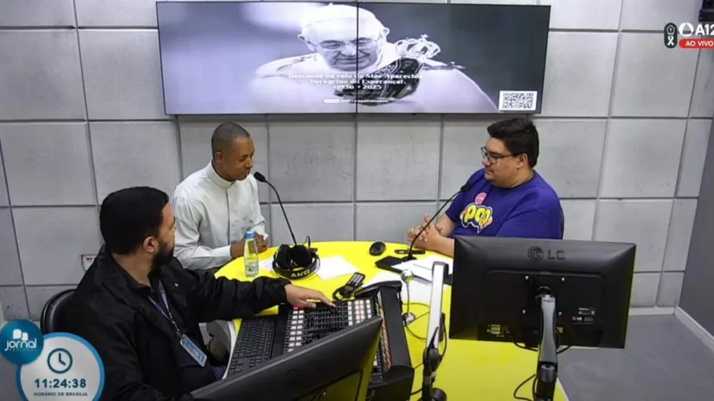 Imagem Entrevista Padre Moises Junior no JR do artigo JR relembra visitas do Papa Francisco a Aparecida