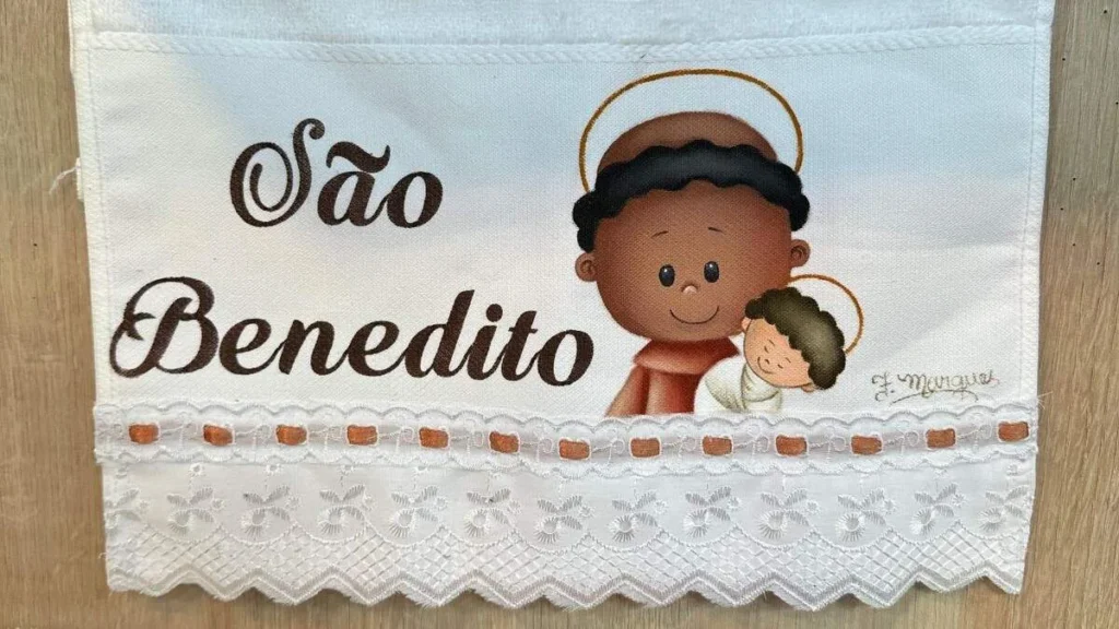 Imagem Sao Benedito FVM 294 do artigo Pintura "São Benedito" na toalhinha de mão