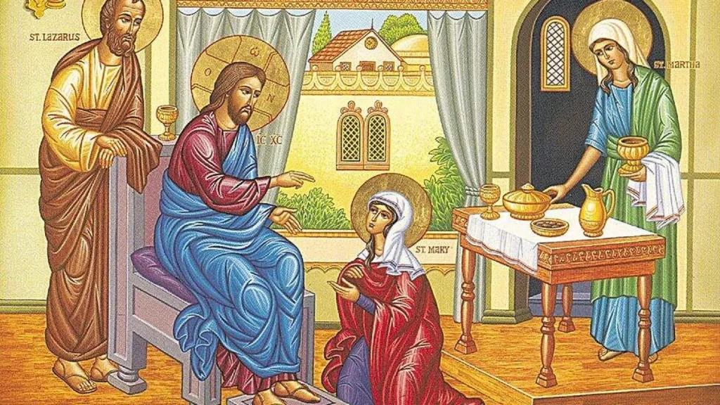 Imagem Lazaro de Betania com suas irmas Marta e Maria na companhia de Jesus do artigo Segunda-feira Santa: Qual o seu 'perfume de nardo' para Jesus?
