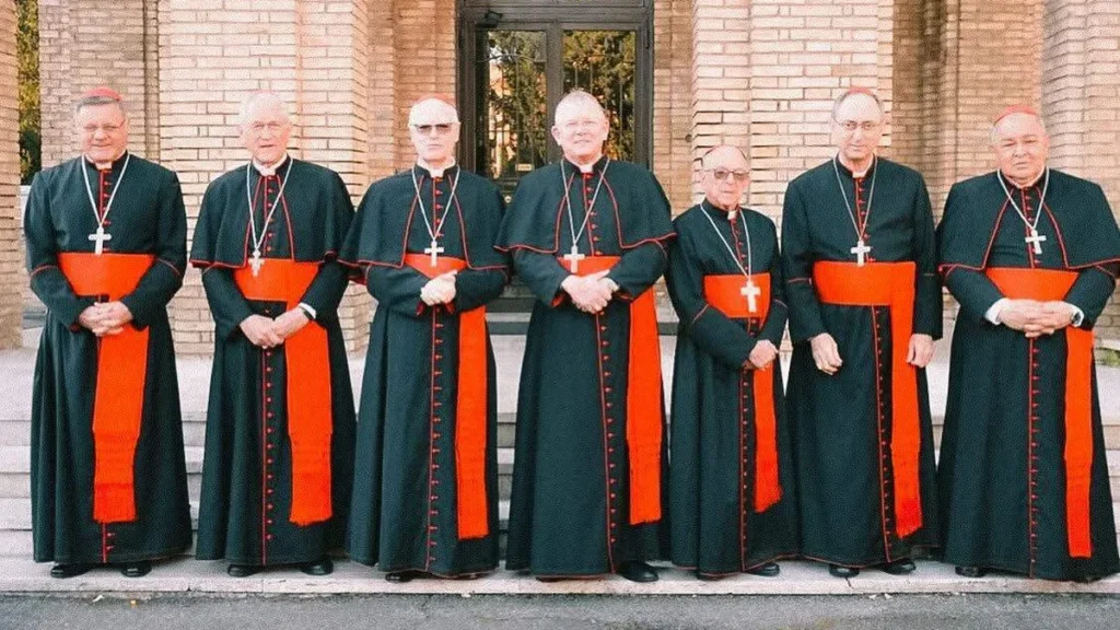 Grupo de cardeais brasileiros em Roma. Da esquerda para direita: Dom Paulo Costa, Dom Leonardo Steiner, Dom Odilo Scherer, Dom Jaime Spengler, Dom Raymundo Damasceno, Dom Sérgio da Rocha, Dom Orani Tempesta
