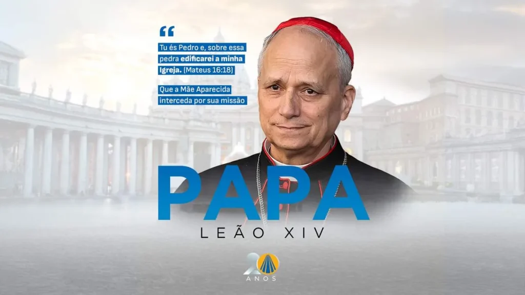 Imagem Papa Leao xiv do artigo TV Aparecida transmite o anúncio do novo Papa, Leão XIV