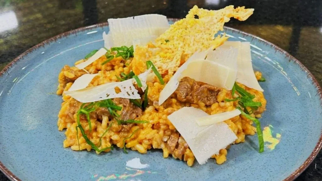 Imagem Caldo e risoto de abobora com iscas de carne SDV do artigo Caldo e risoto de abóbora com iscas de carne - Sabor de Vida