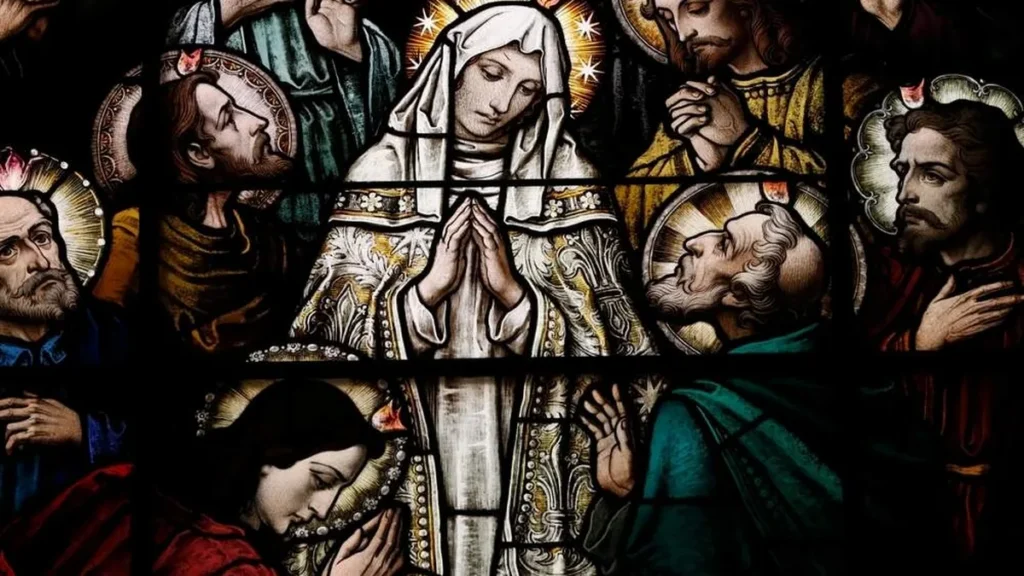 Nossa Senhora com os apóstolos durante o Pentecostes