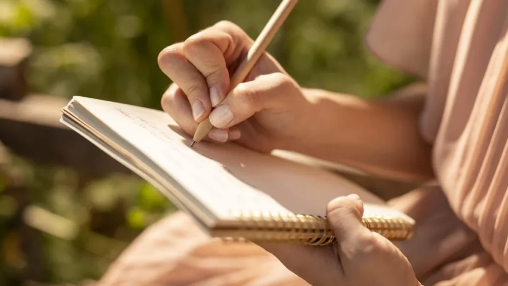 Imagem Mulher escrevendo livro do artigo Da dor à poesia: professora transforma burnout em livro