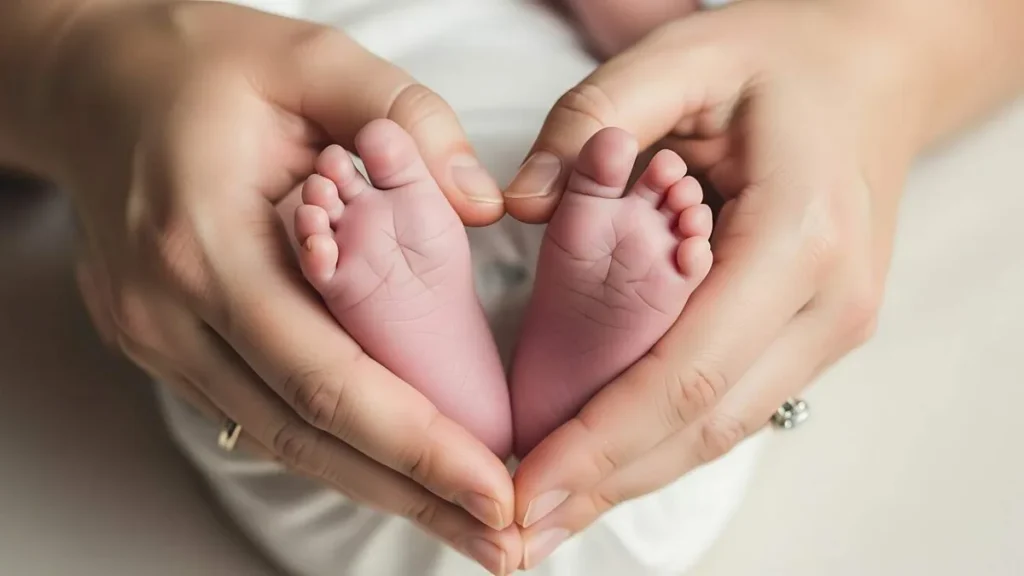 Imagem maos adultos segurando pes de bebe e formando um coracao do artigo CNBB reforça compromisso permanente com a defesa da vida
